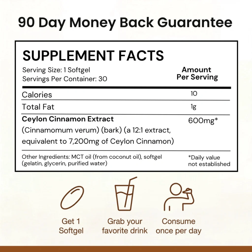 Metabolae Ceylon Cinnamon 7200mg Equivalent with MCT Oil